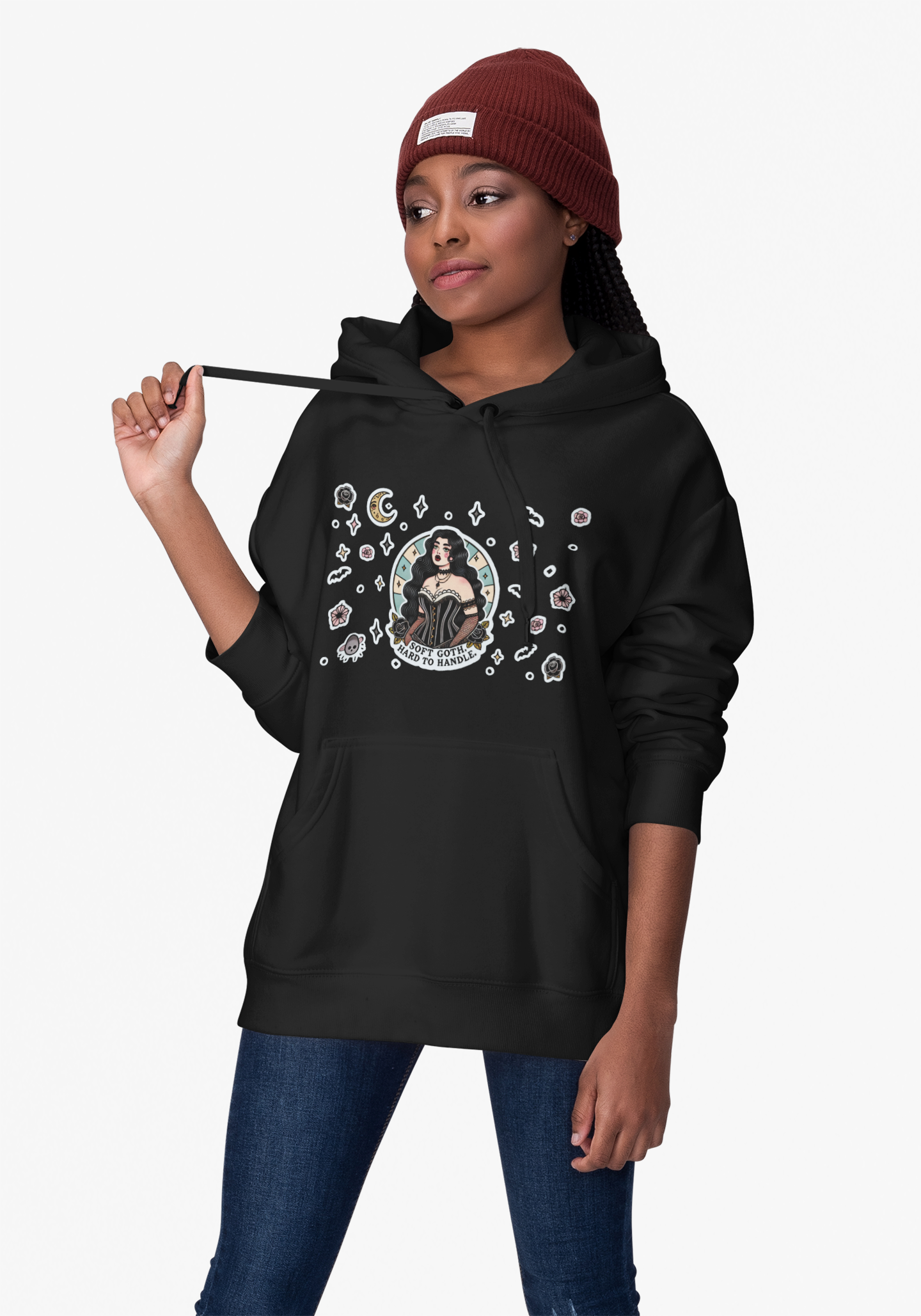 🕸️“Soft Goth” Unisex Heavy Blend™ Hooded Sweatshirt — dreamy, deadly, and not here to be tamed 🖤🌙🕸️✨