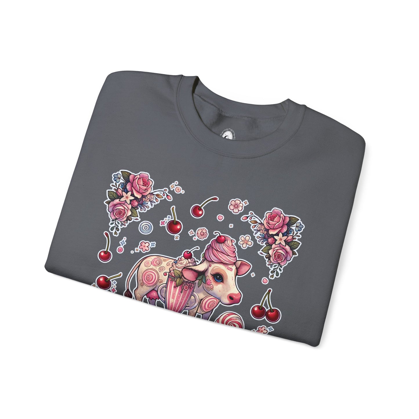 “Milkshake Cow” Unisex Heavy Blend™ Crewneck Sweatshirt — thick-cut comfort with dairy-core drip 🐄🥤🖤✨
