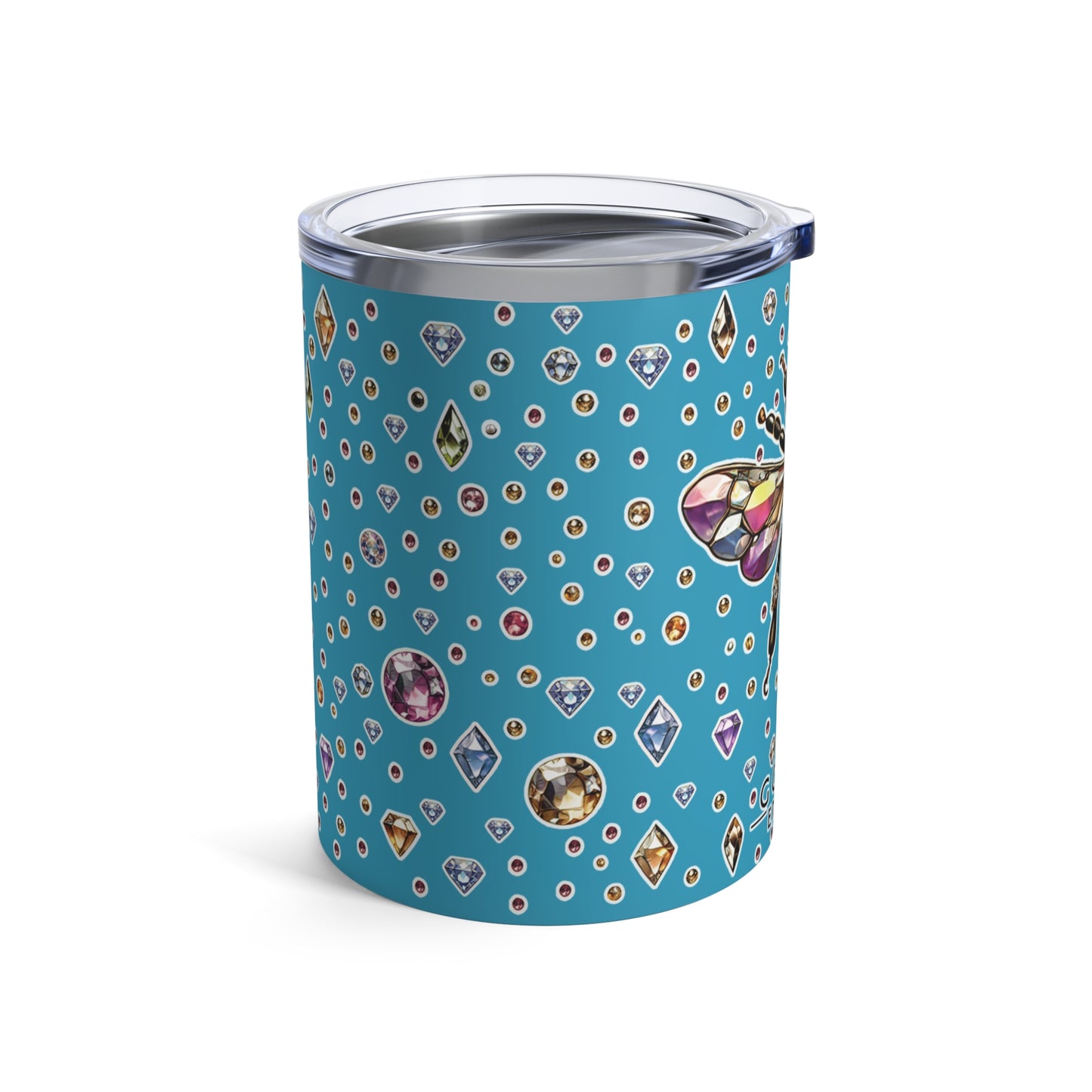 BEEJEWEL” Tumbler – 10oz in turquoise — buzzing, bold, and built to sip with sting 🐝💎🥤🖤:
