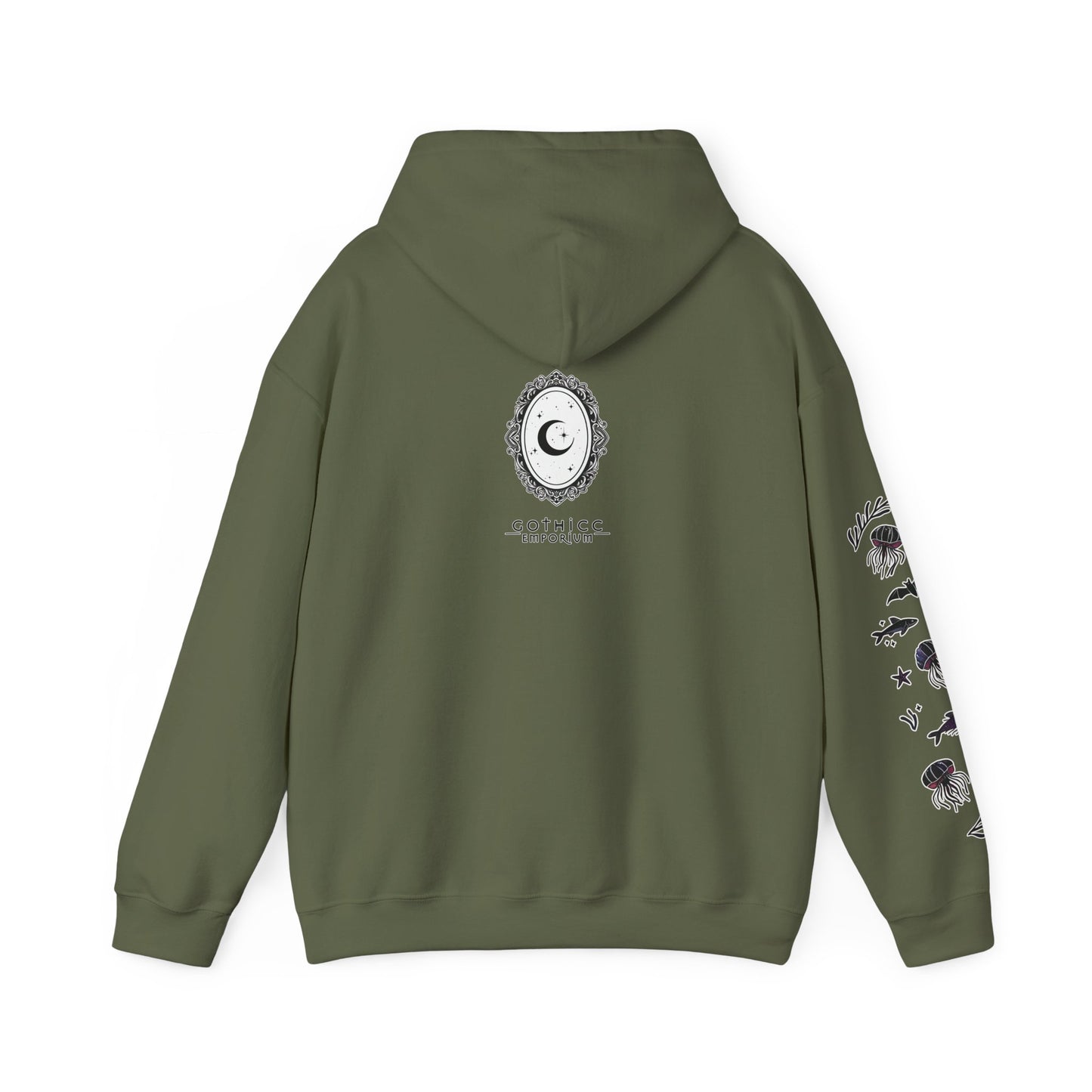 🧜♀️“Siren in the Shadows” Unisex Heavy Blend™ Hooded Sweatshirt — haunting, hypnotic, and draped in danger 🖤🌊🧜♀️🌑