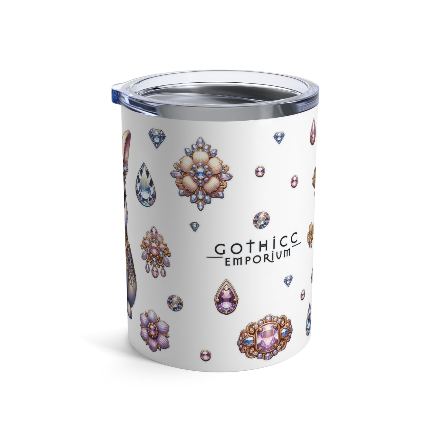“Jeweled Bunny” Tumbler – 10oz — sweet, sparkly, and built for bold sips 🐰💅💎🖤