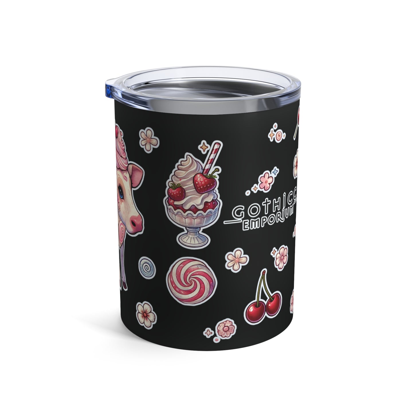 “Milkshake Cow” Tumbler – 10oz black— curvy, caffeinated, and ready to mooo-ve 🐄🥤🖤✨