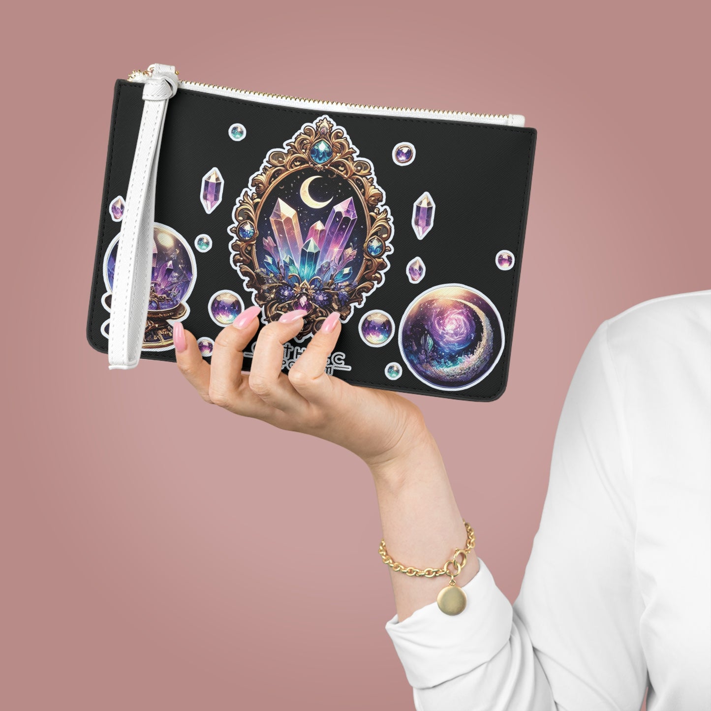 "Crystal Gem" Clutch Bag in black