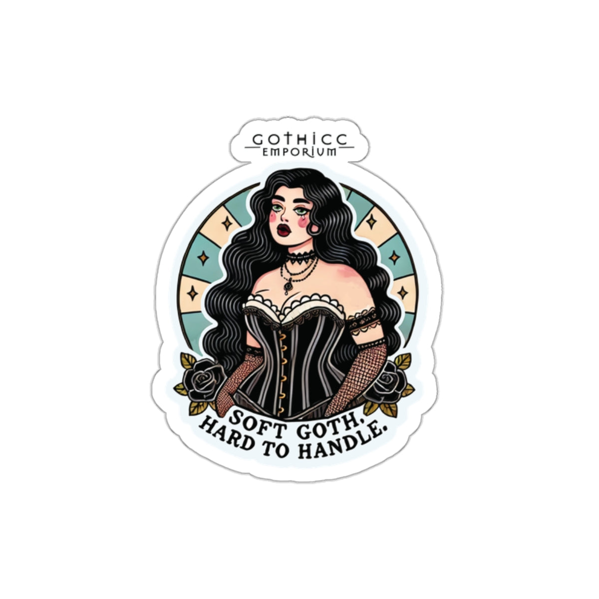 “Soft Goth” Die-Cut Vinyl Sticker — moody magic with a velvet vibe 🌸🖤🕯️✨