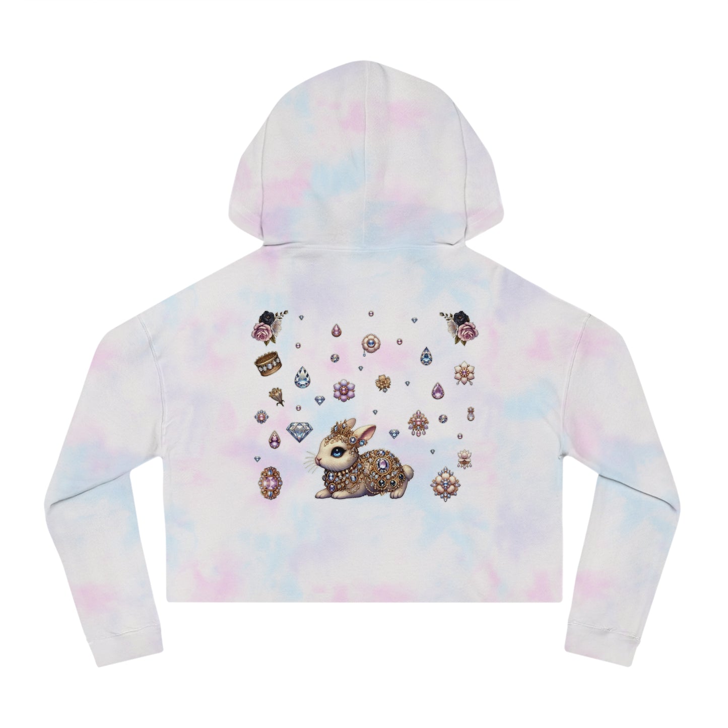 🐰“Jeweled Bunny” Cropped Hooded Sweatshirt — cute, cutthroat, and covered in crystals 🐰💎🖤✨