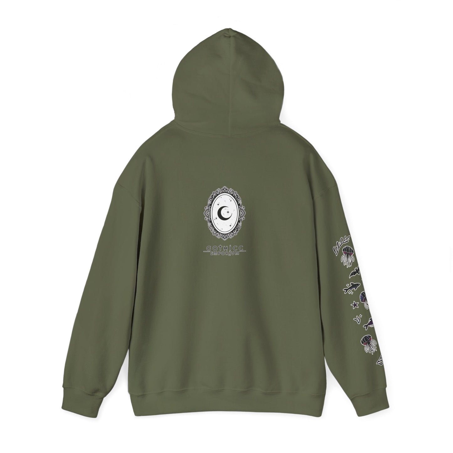 🧜♀️“Siren in the Shadows” Unisex Heavy Blend™ Hooded Sweatshirt — haunting, hypnotic, and draped in danger 🖤🌊🧜♀️🌑