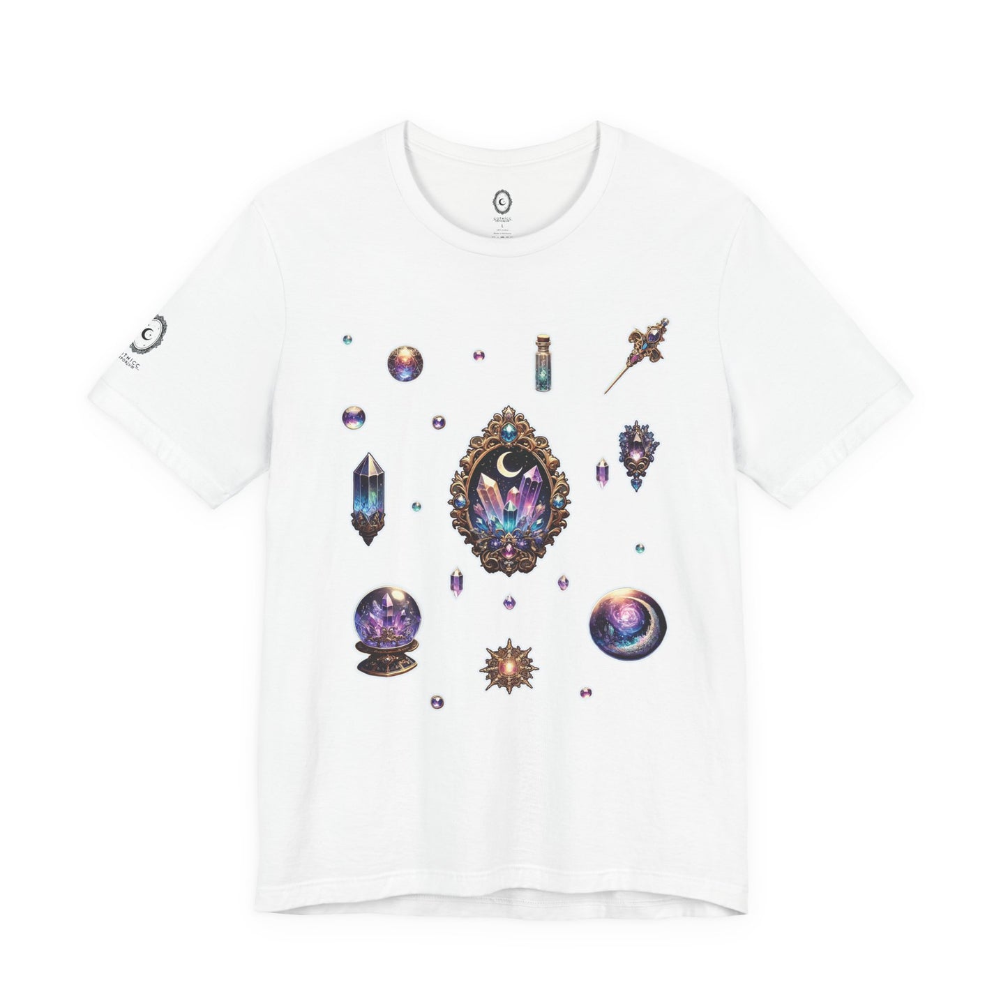 “Crystal Gem” Unisex Jersey Short Sleeve Tee — smooth, sharp, and charged with cosmic energy 💎🌌🖤