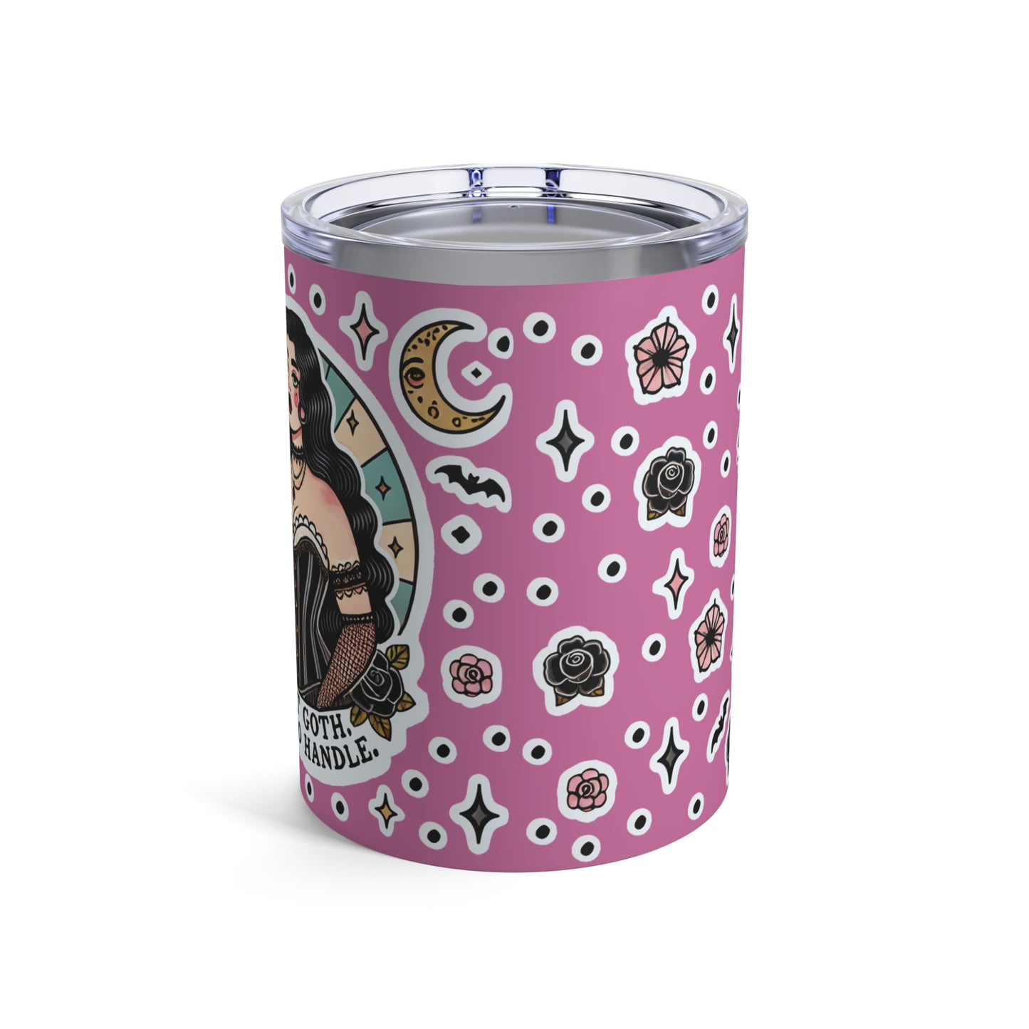 “Soft Goth” Tumbler – 10oz in pink — delicate, dangerous, and made to sip in silence and slay 🖤🌫️✨