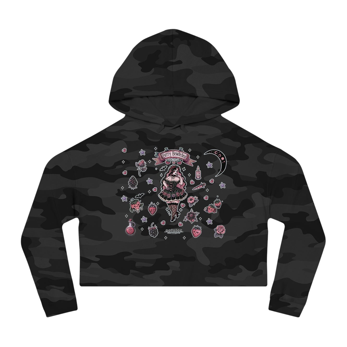 🍓“Berry Bewitched” Cropped Hooded Sweatshirt — juicy, hexed, and laced with dark sweetness 🔮🖤✨