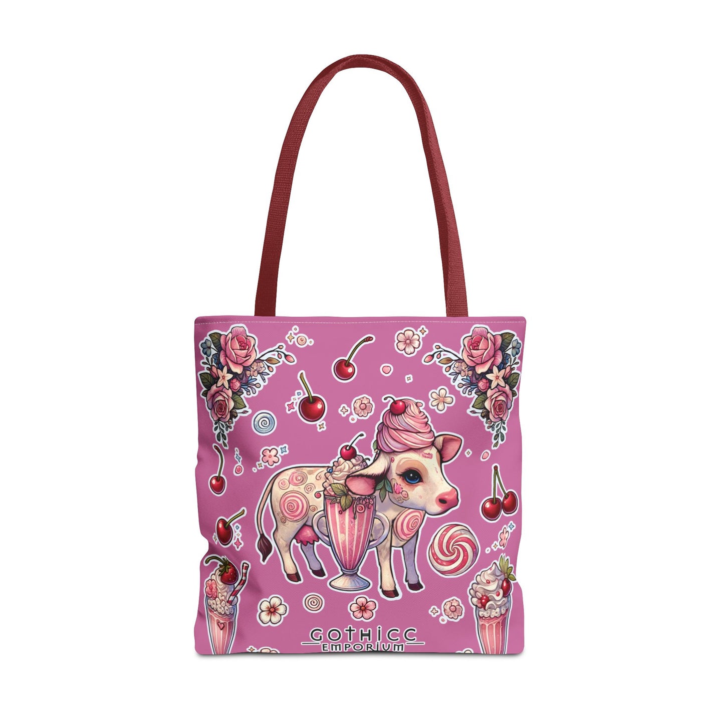 🖤“Milkshake Cow” Tote Bag in Pink — thicc, sweet, and built to carry drama 🐄🛍️🍓