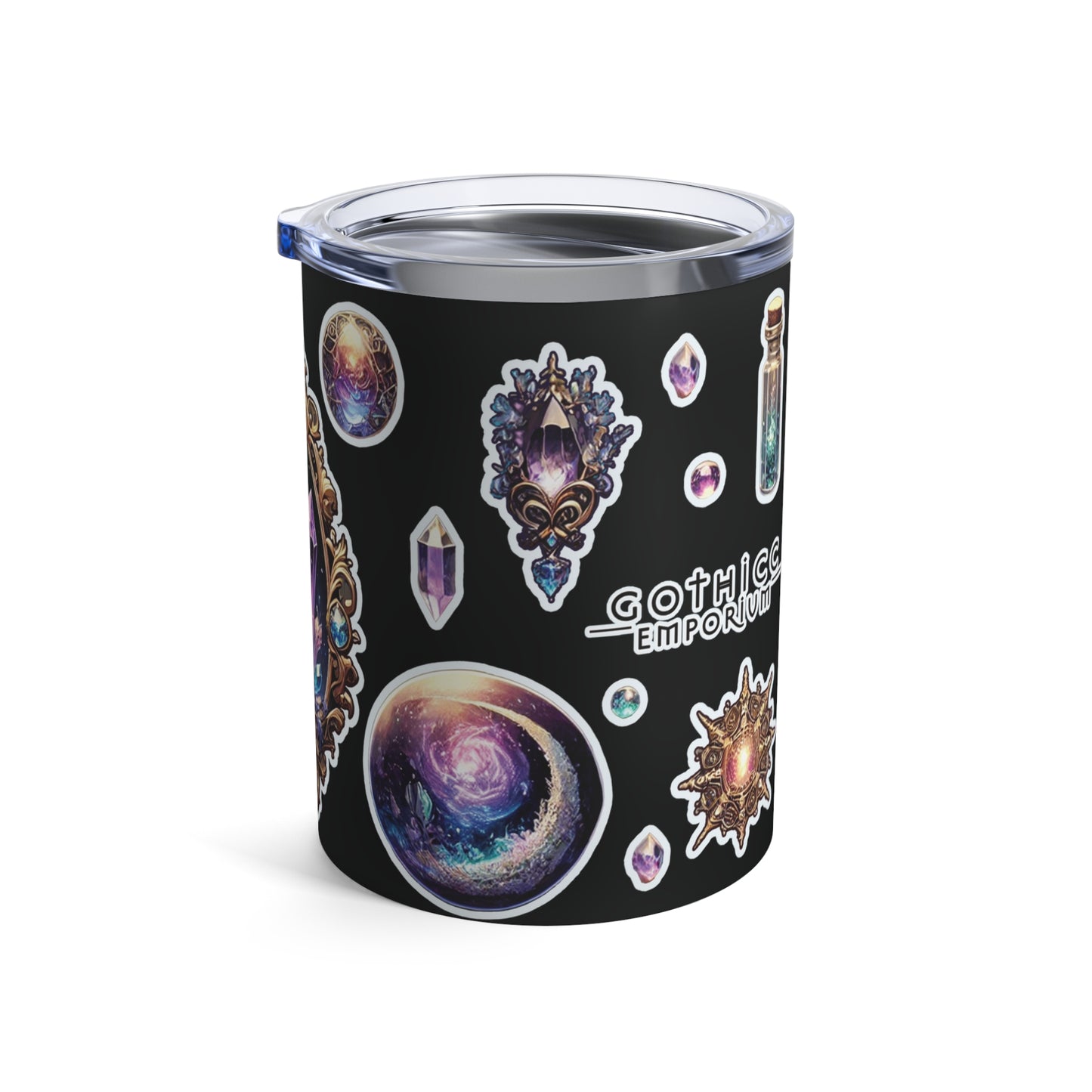 Crystal Gem” Tumbler – 10oz in Black — sleek, mystical, and made to sip with cosmic calm 💎🌑🖤✨