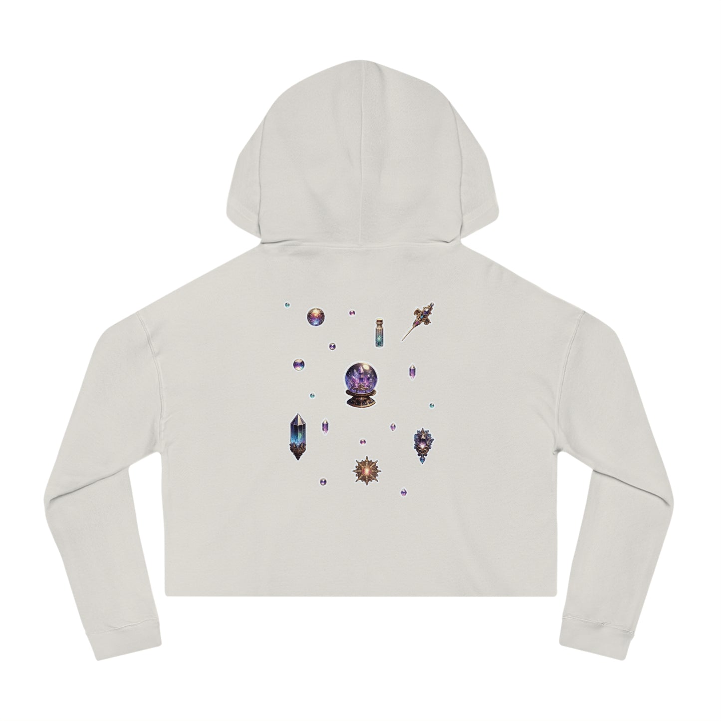 🔮 “Crystal Gem” Cropped Hooded Sweatshirt — glowing, grounded, and glam in every layer 💎🌙🖤✨