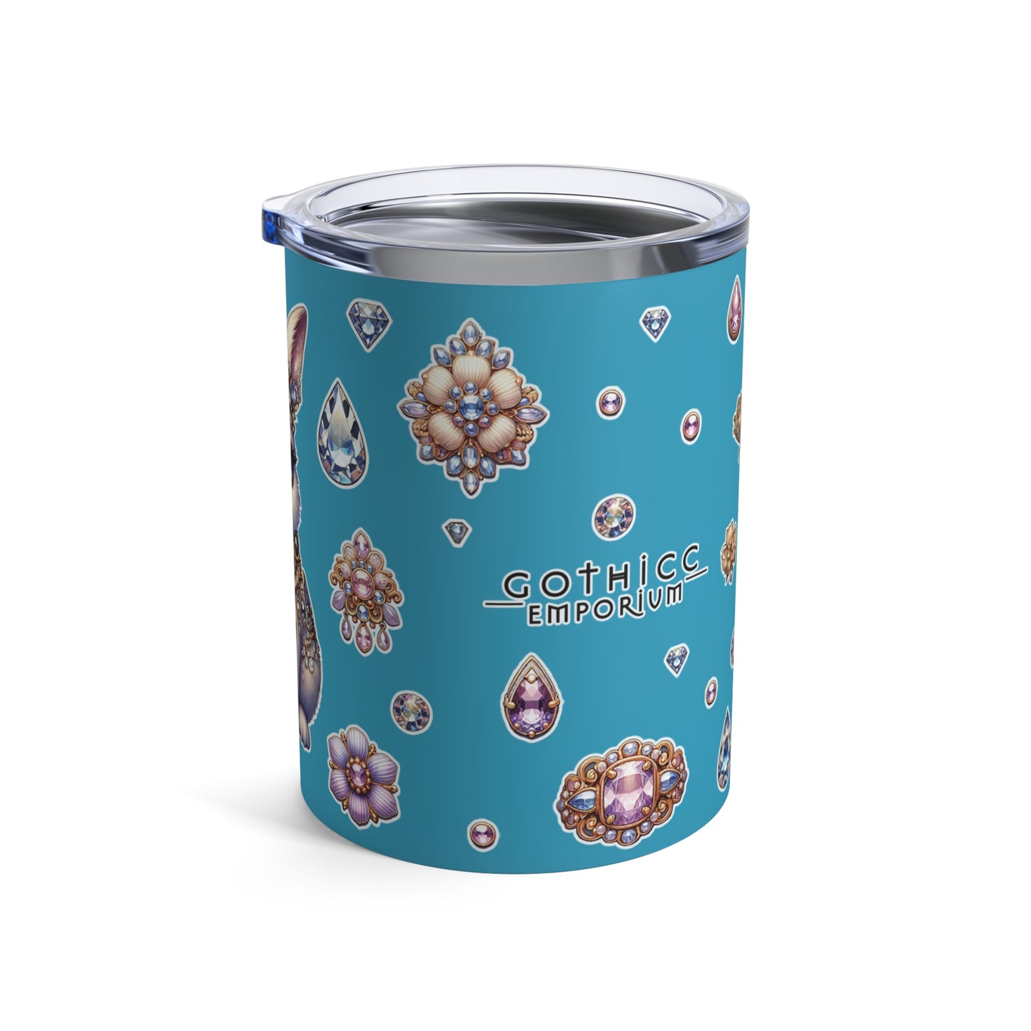 "Jeweled Bunny” Tumbler – 10oz turquoise— sweet, sparkly, and built for bold sips 🐰💅💎🖤 turquoise