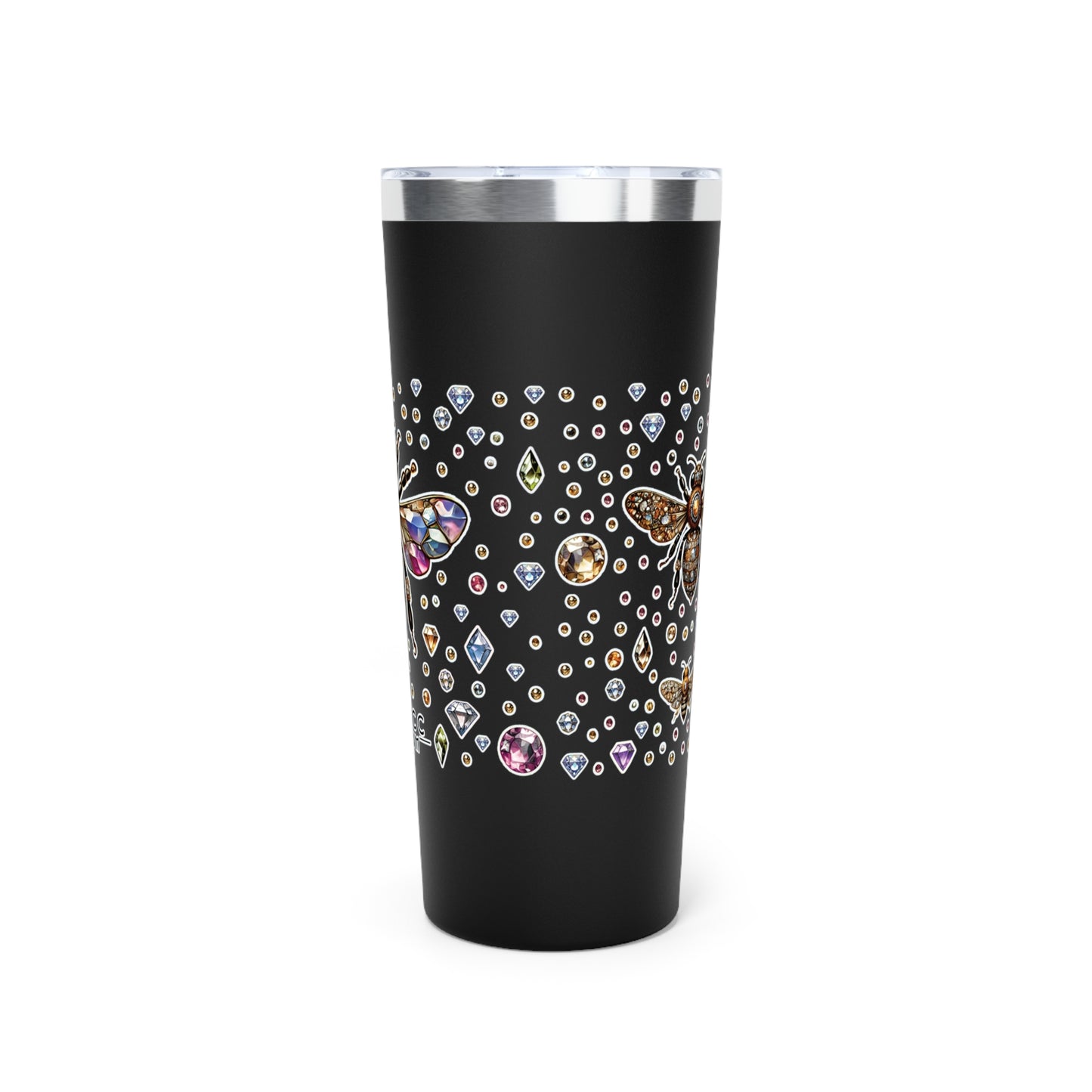 “BEEJEWEL” Copper Vacuum Insulated Tumbler – 22oz — sweet heat, sharp edge, and ready to sting 🐝🥤💎🖤