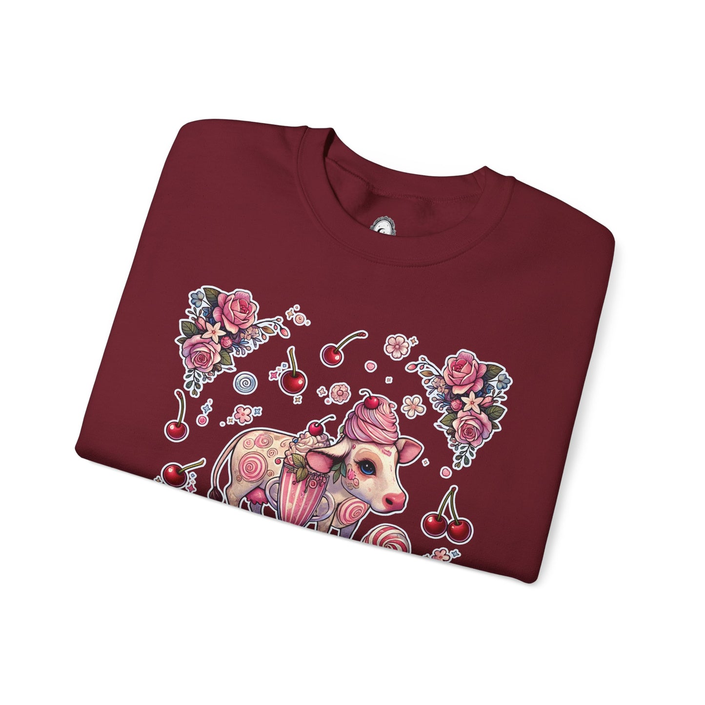 “Milkshake Cow” Unisex Heavy Blend™ Crewneck Sweatshirt — thick-cut comfort with dairy-core drip 🐄🥤🖤✨