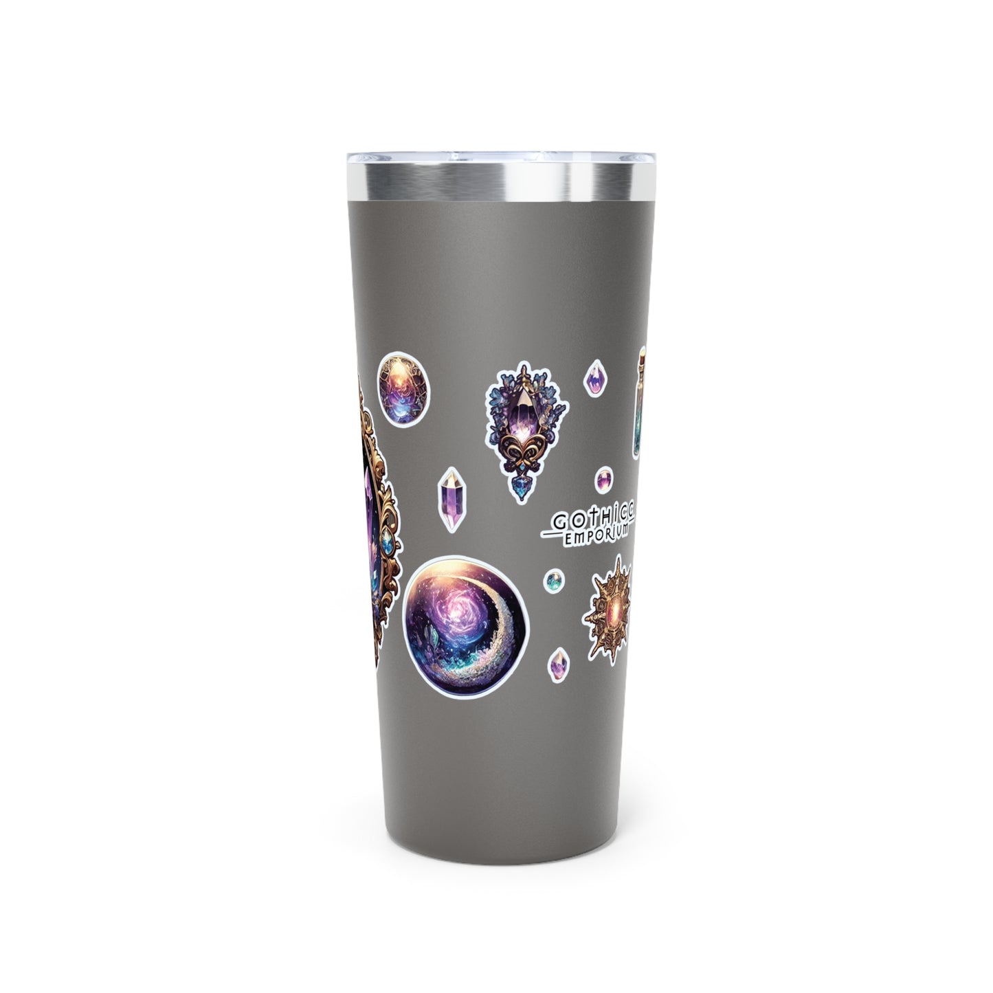 “Crystal Gem” Copper Vacuum Insulated Tumbler – 22oz — radiant energy in every sip 💎🌙☕🖤