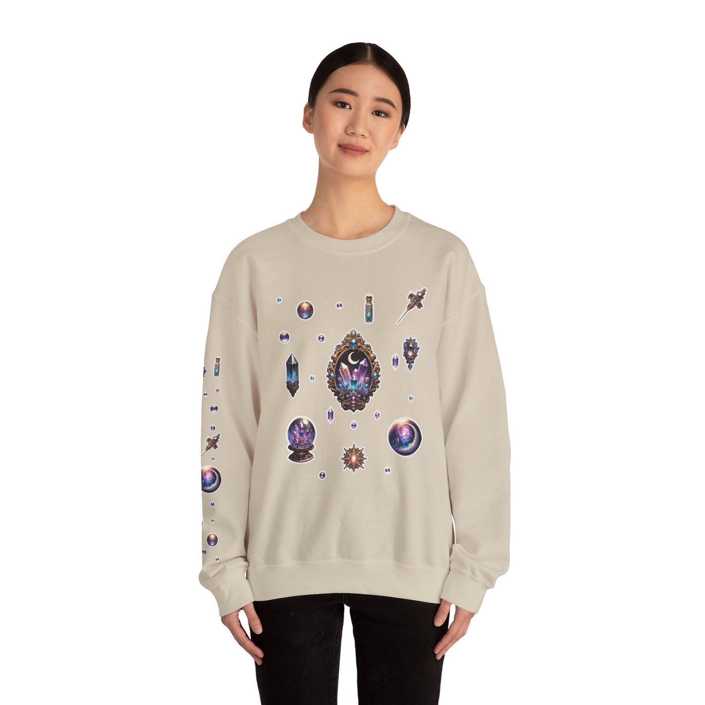 “Crystal Gem” Unisex Heavy Blend™ Crewneck Sweatshirt — soft, strong, and sparkling 💎🌌🖤
