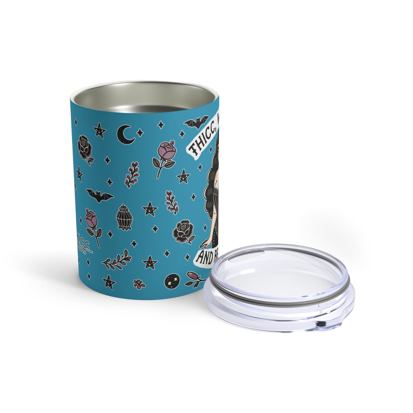 "Thicc Witchyy" Tumbler 10oz in turquoise