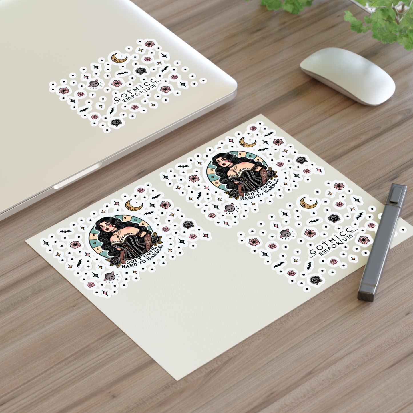 “Soft Goth” Sticker Sheet – 11x8.5 — delicate doom with a velvet edge 🕯️🌸🖤✨