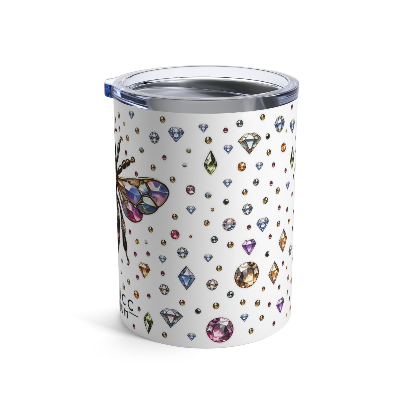 “BEEJEWEL” Tumbler – 10oz in White — buzzing, bold, and built to sip with sting 🐝💎🥤🖤