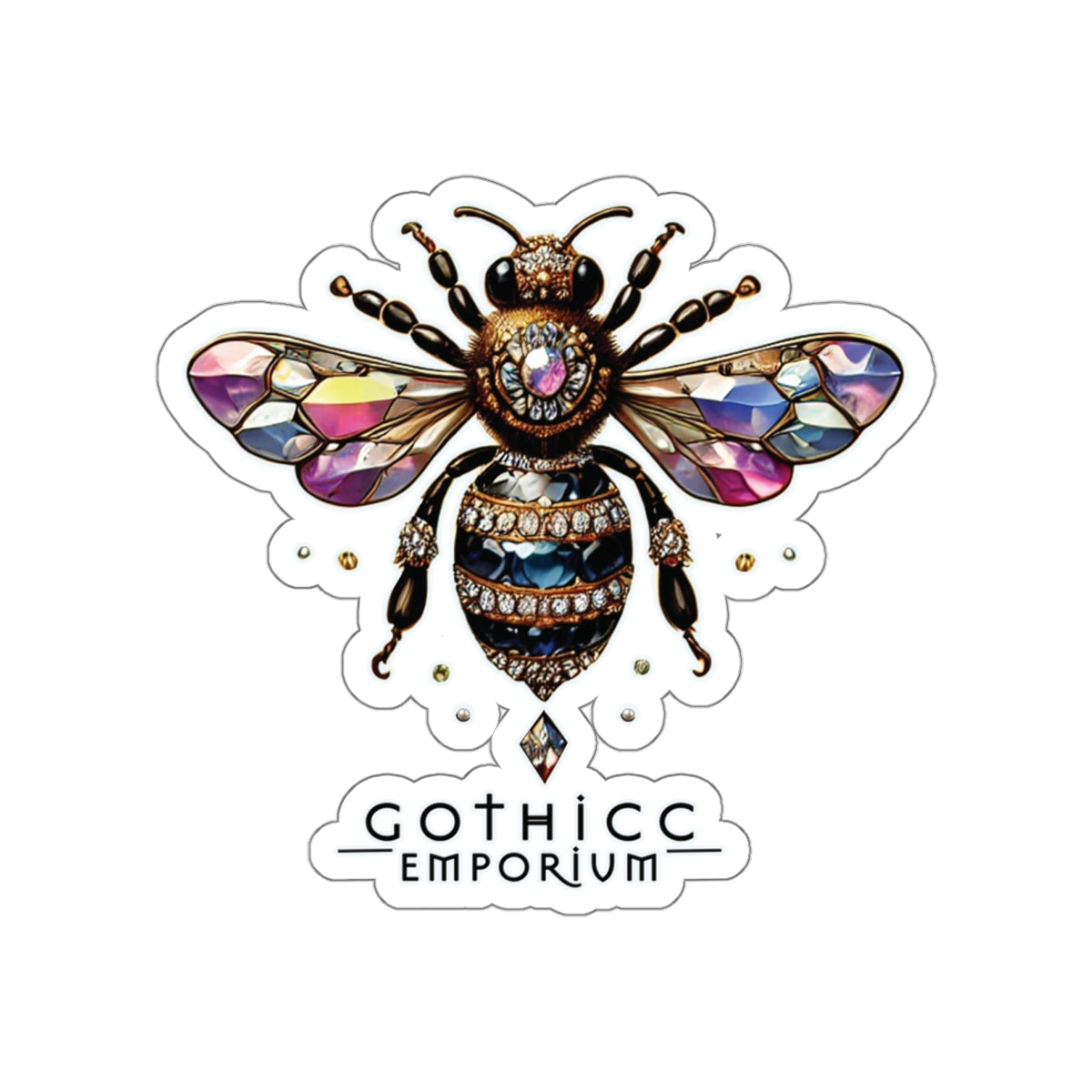“BEEJEWEL” Die-Cut Vinyl Sticker — buzzing glam with a venomous vibe 🐝💎🖤✨
