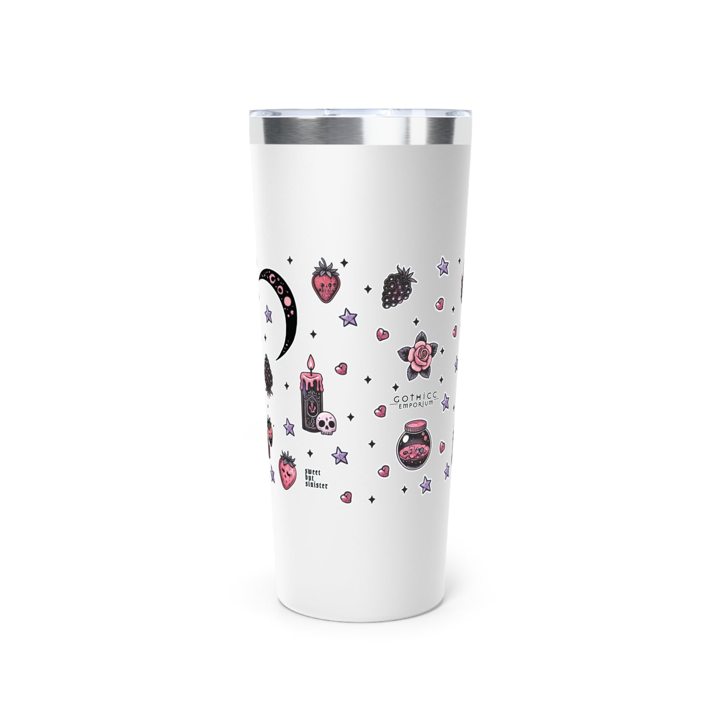 “Berry Bewitched” Copper Vacuum Insulated Tumbler – 22oz — sweetly cursed, sipped with power 🍓🌙🔥🖤