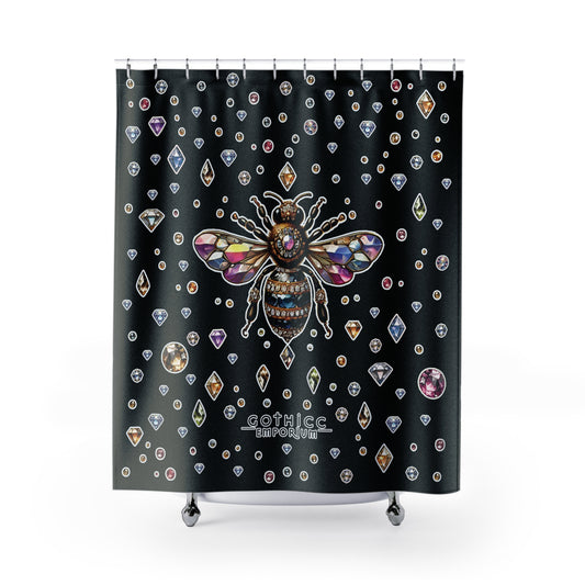 "BEEJEWEL" Shower Curtain in Black
