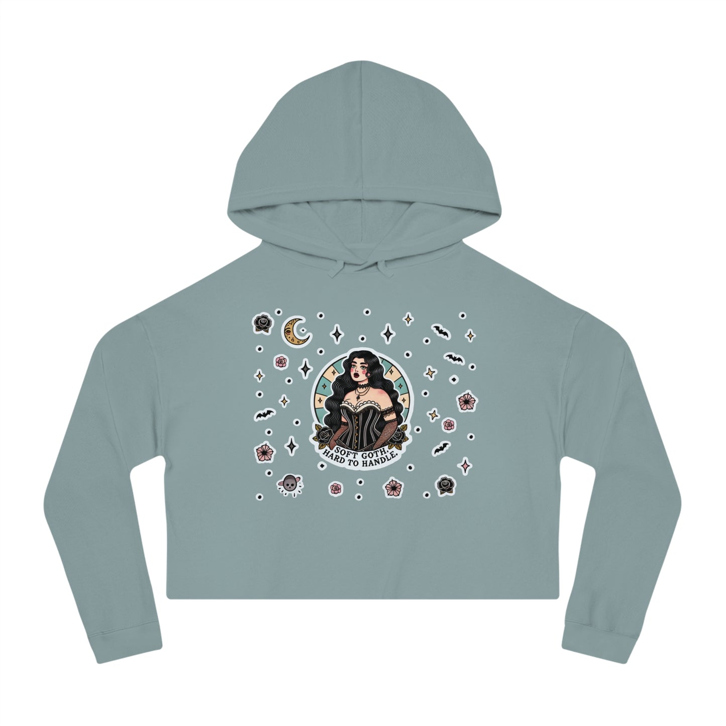 “Soft Goth” Cropped Hooded Sweatshirt — tender, toxic, and softly unbothered 🖤🌫️🕸️✨
