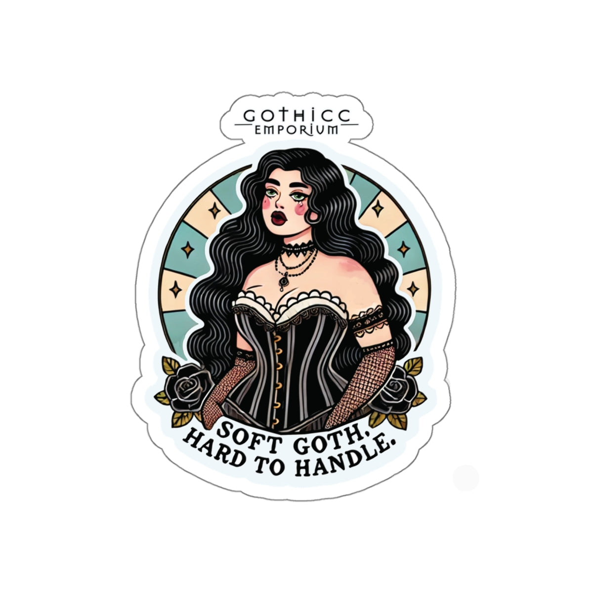 “Soft Goth” Die-Cut Vinyl Sticker — moody magic with a velvet vibe 🌸🖤🕯️✨