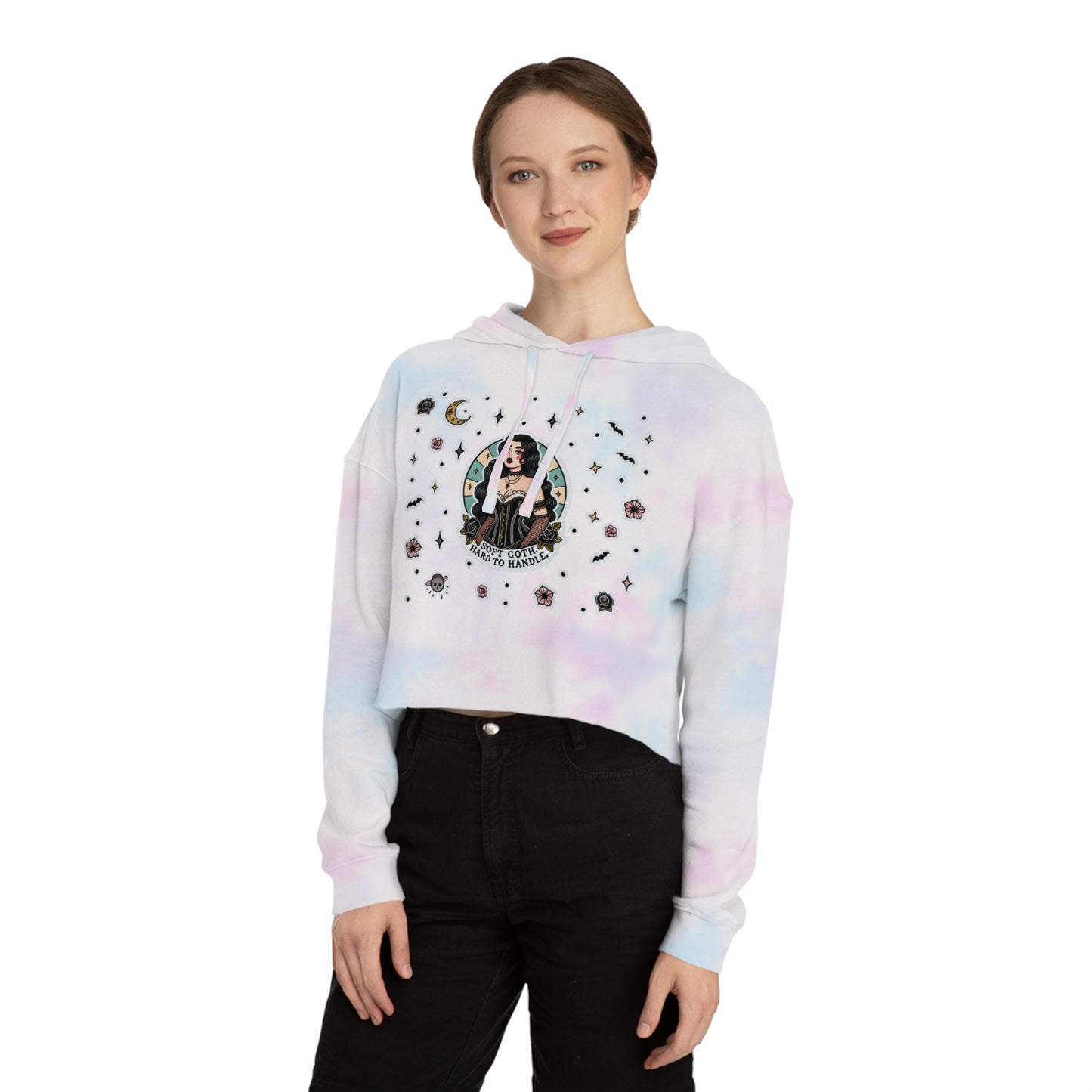 “Soft Goth” Cropped Hooded Sweatshirt — tender, toxic, and softly unbothered 🖤🌫️🕸️✨