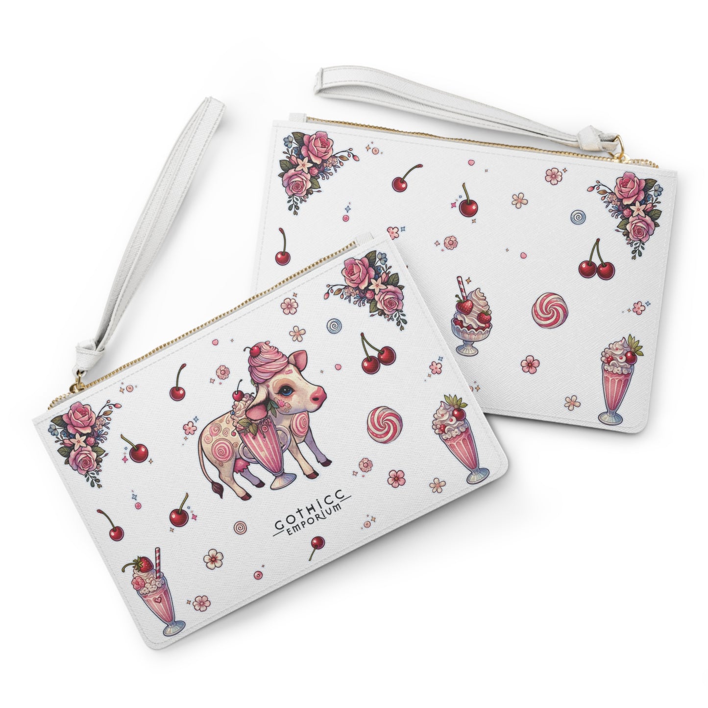 "Milkshake Cow" Clutch Bag in White
