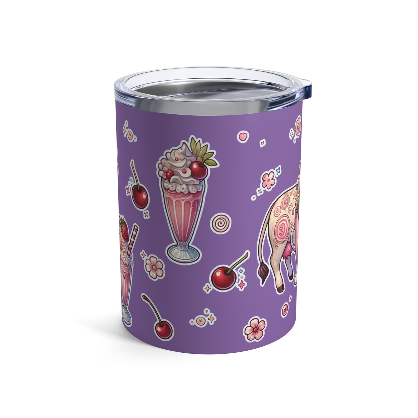 “Milkshake Cow” Tumbler – 10oz purple— curvy, caffeinated, and ready to mooo-ve 🐄🥤🖤✨