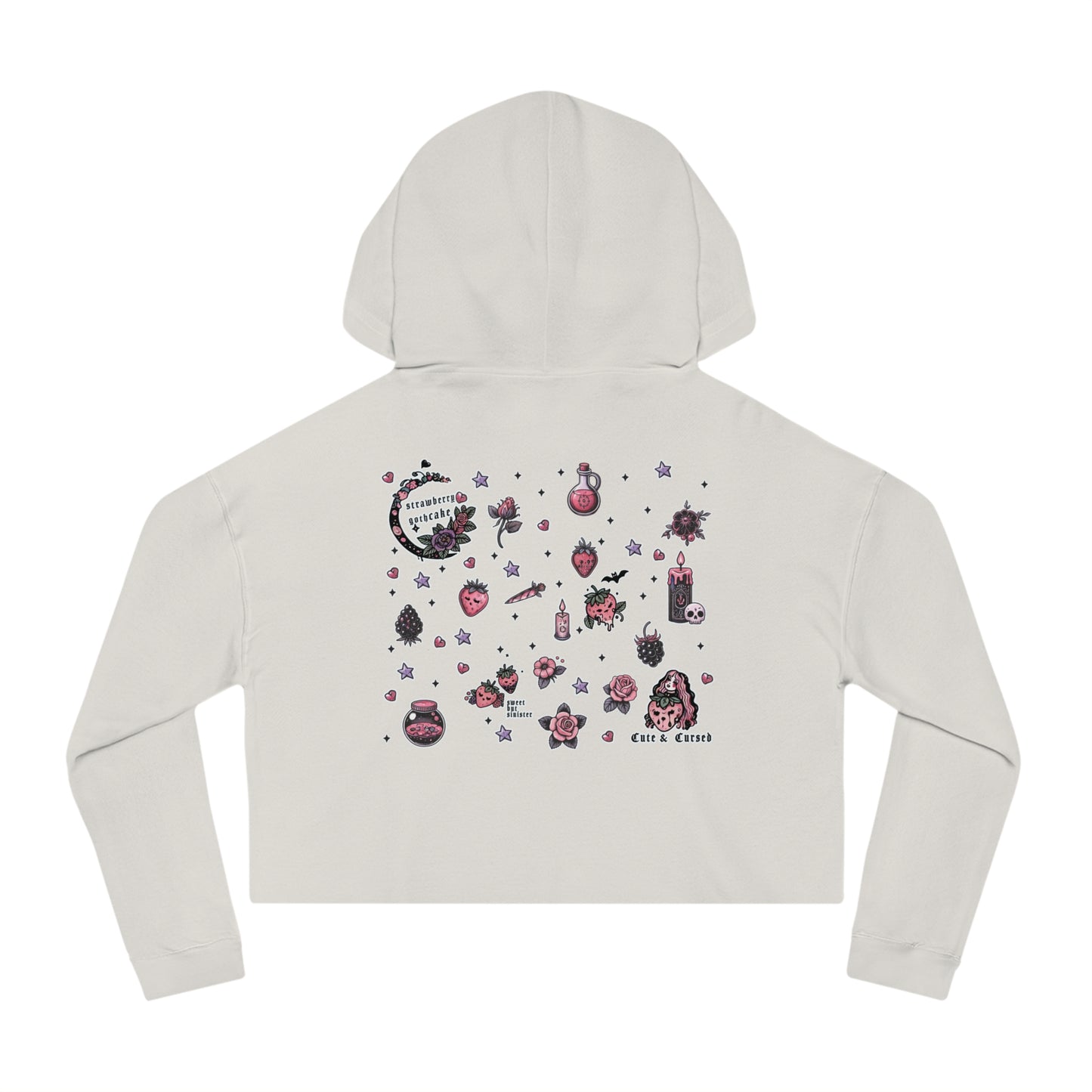 🍓“Berry Bewitched” Cropped Hooded Sweatshirt — juicy, hexed, and laced with dark sweetness 🔮🖤✨