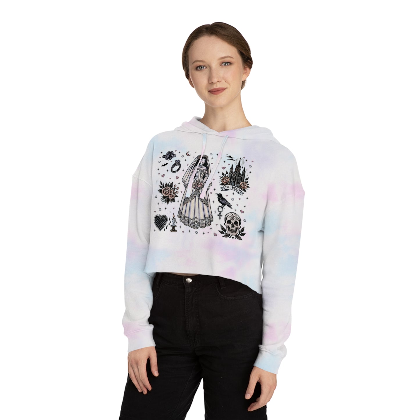 "Bride" Cropped Hooded Sweatshirt