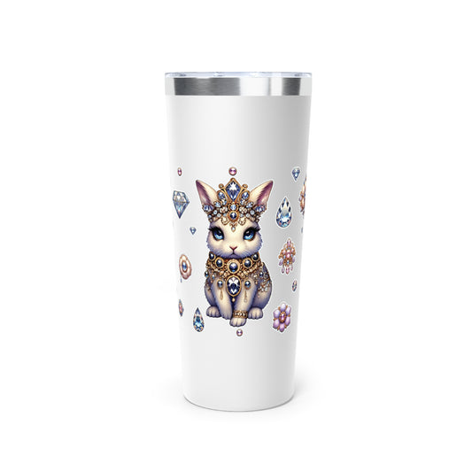 “Jeweled Bunny” Copper Vacuum Insulated Tumbler – 22oz — cute, cold, and always in control 🐰💅💎🖤