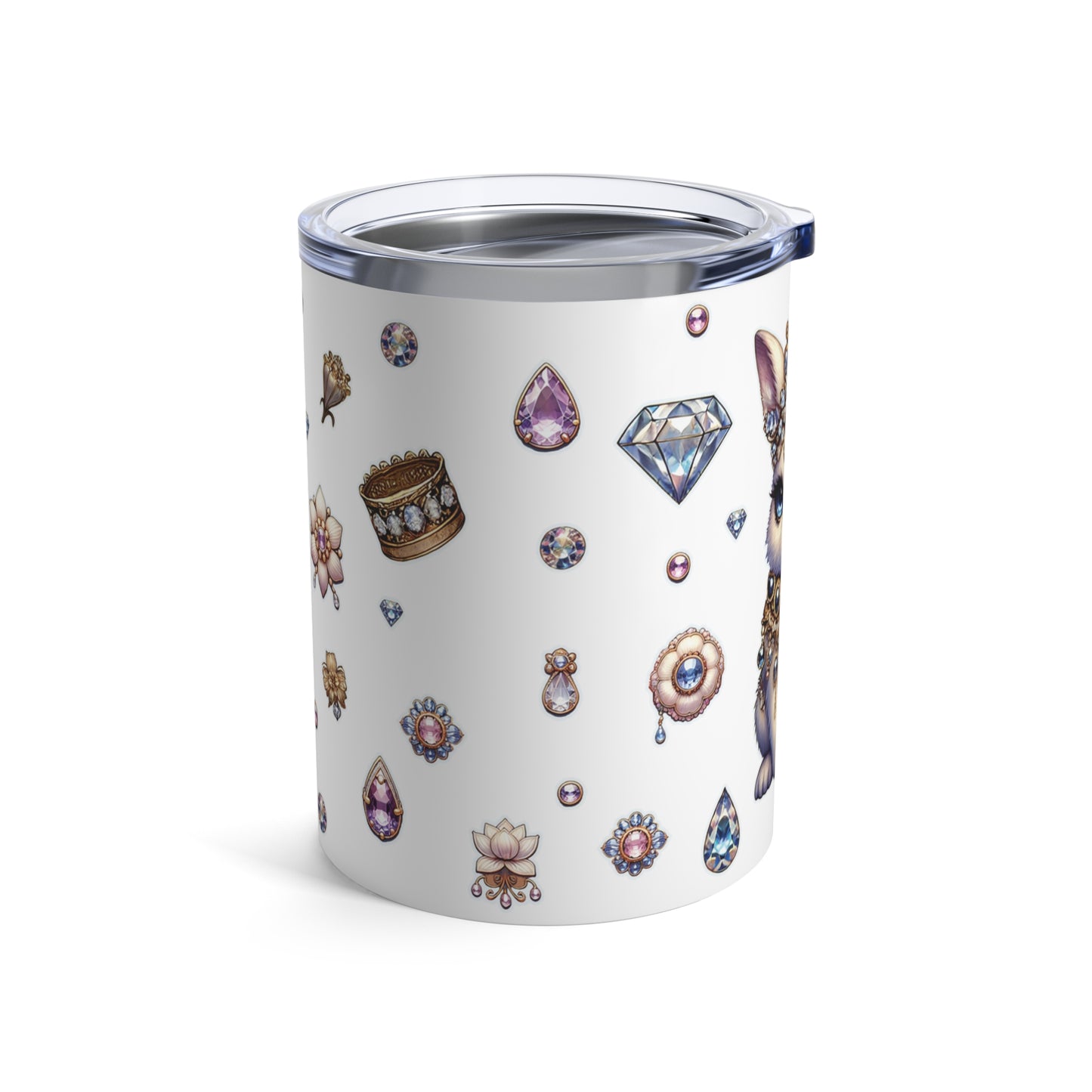 “Jeweled Bunny” Tumbler – 10oz — sweet, sparkly, and built for bold sips 🐰💅💎🖤