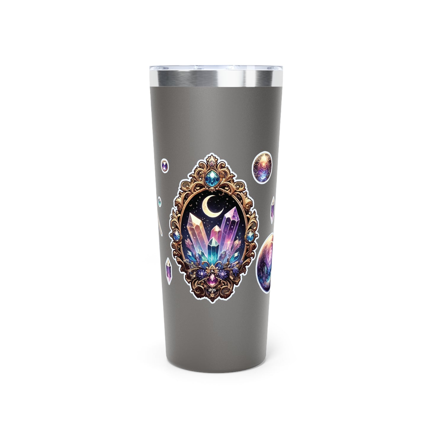 “Crystal Gem” Copper Vacuum Insulated Tumbler – 22oz — radiant energy in every sip 💎🌙☕🖤