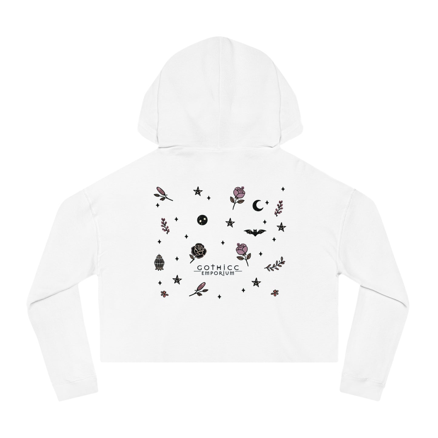 🌙 “Thicc Witchyy” Cropped Hooded Sweatshirt — cropped, curvy, and conjuring chaos 🖤🕯️✨