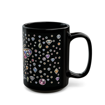 “BEEJEWEL” Black Mug (11oz & 15oz) — sweet, sharp, and brewed to buzz 🐝💎☕🖤