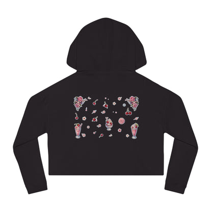 🍓“Milkshake Cow” Cropped Hooded Sweatshirt — thick-cut charm with a mooo-dy twist 🐄🥤🖤✨
