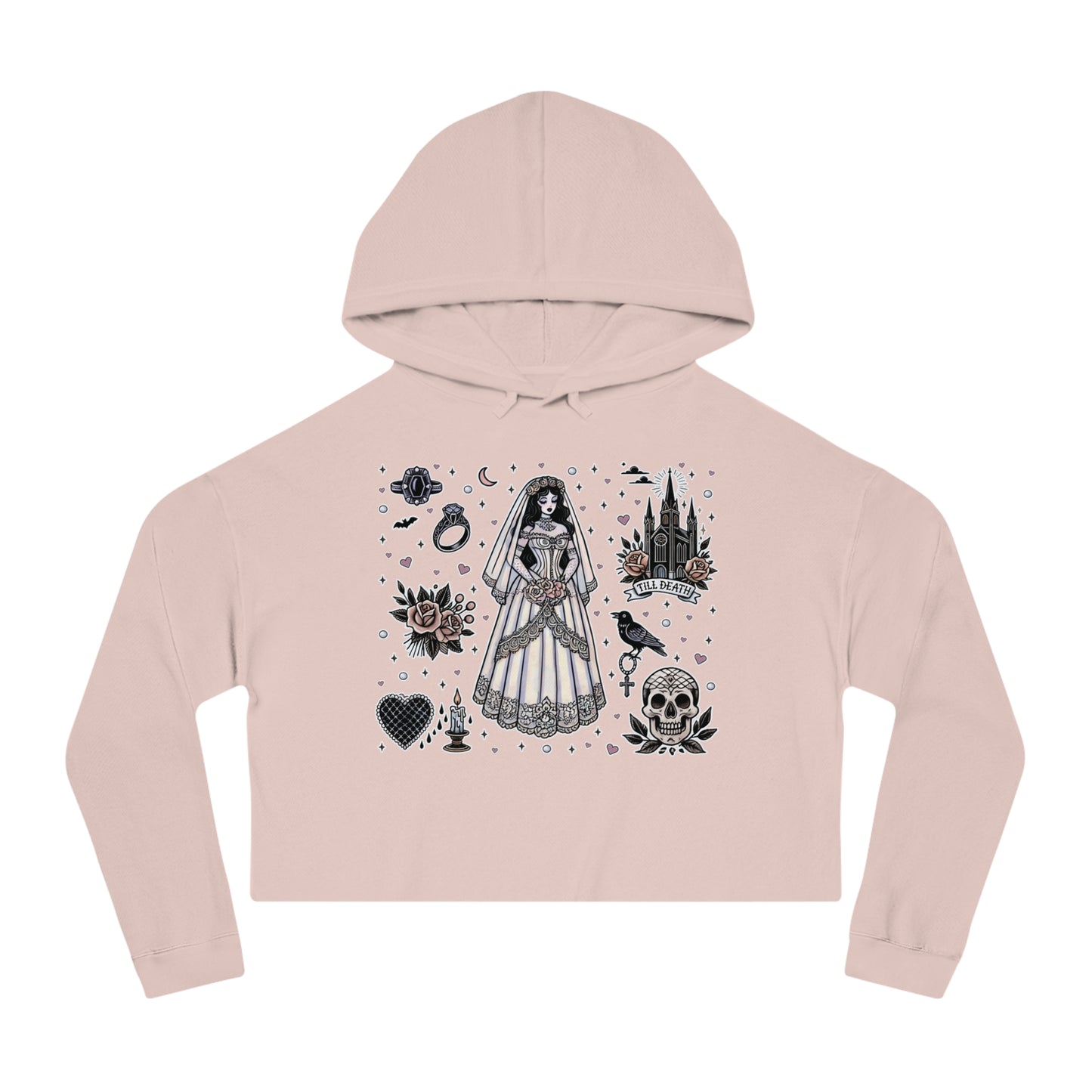 "Bride" Cropped Hooded Sweatshirt