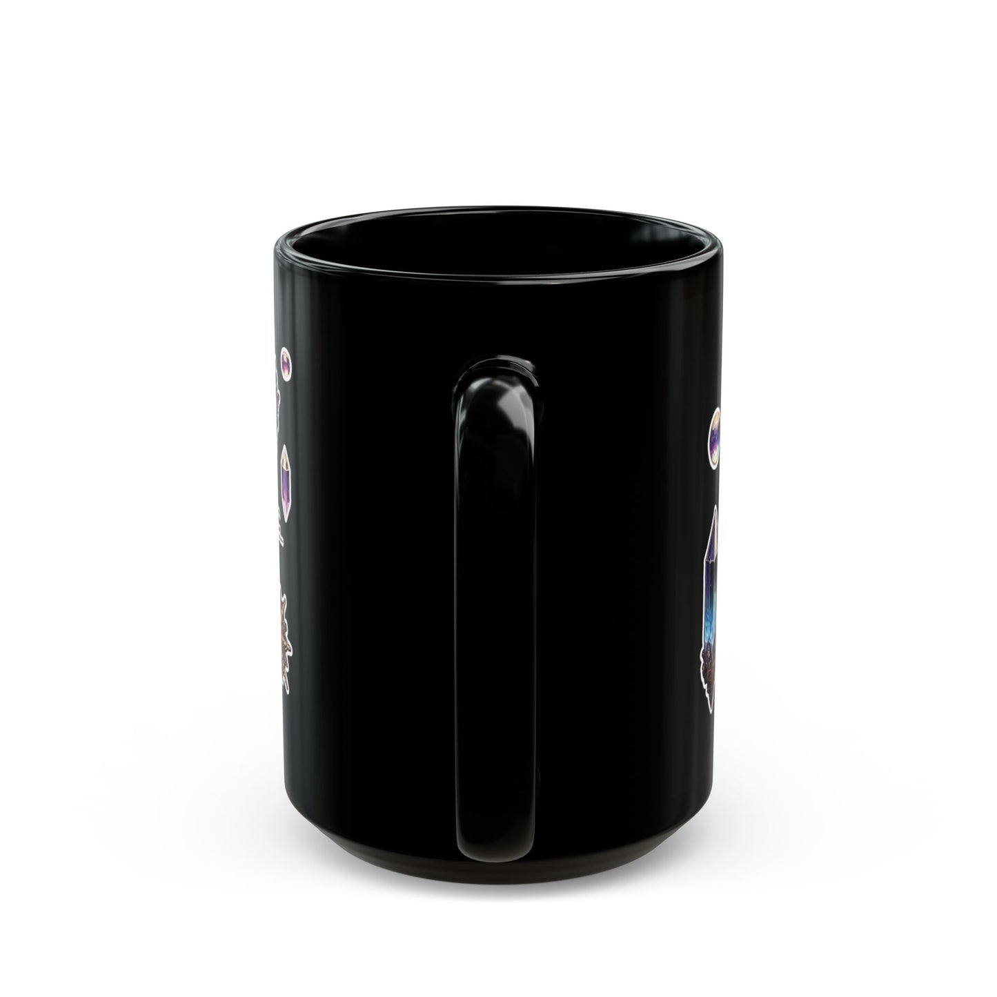 “Crystal Gem” Black Mug (11oz & 15oz) — mystical, moody, and made for magic sips 💎☕🌑✨