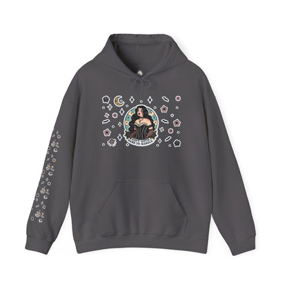 🕸️“Soft Goth” Unisex Heavy Blend™ Hooded Sweatshirt — dreamy, deadly, and not here to be tamed 🖤🌙🕸️✨