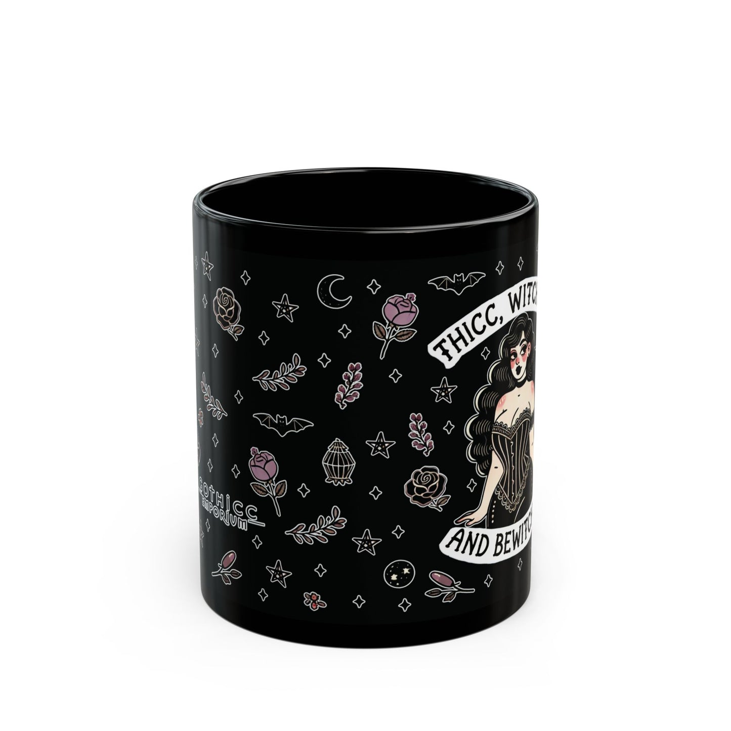 “Thicc Witchyy” Black Mug – 11oz & 15oz — brewed hot, served hexed, and thick with power 🖤🔥🧙‍♀️☕
