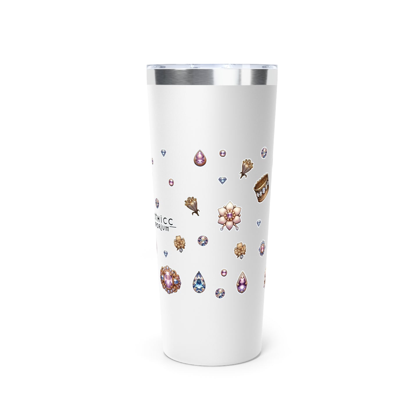 “Jeweled Bunny” Copper Vacuum Insulated Tumbler – 22oz — cute, cold, and always in control 🐰💅💎🖤