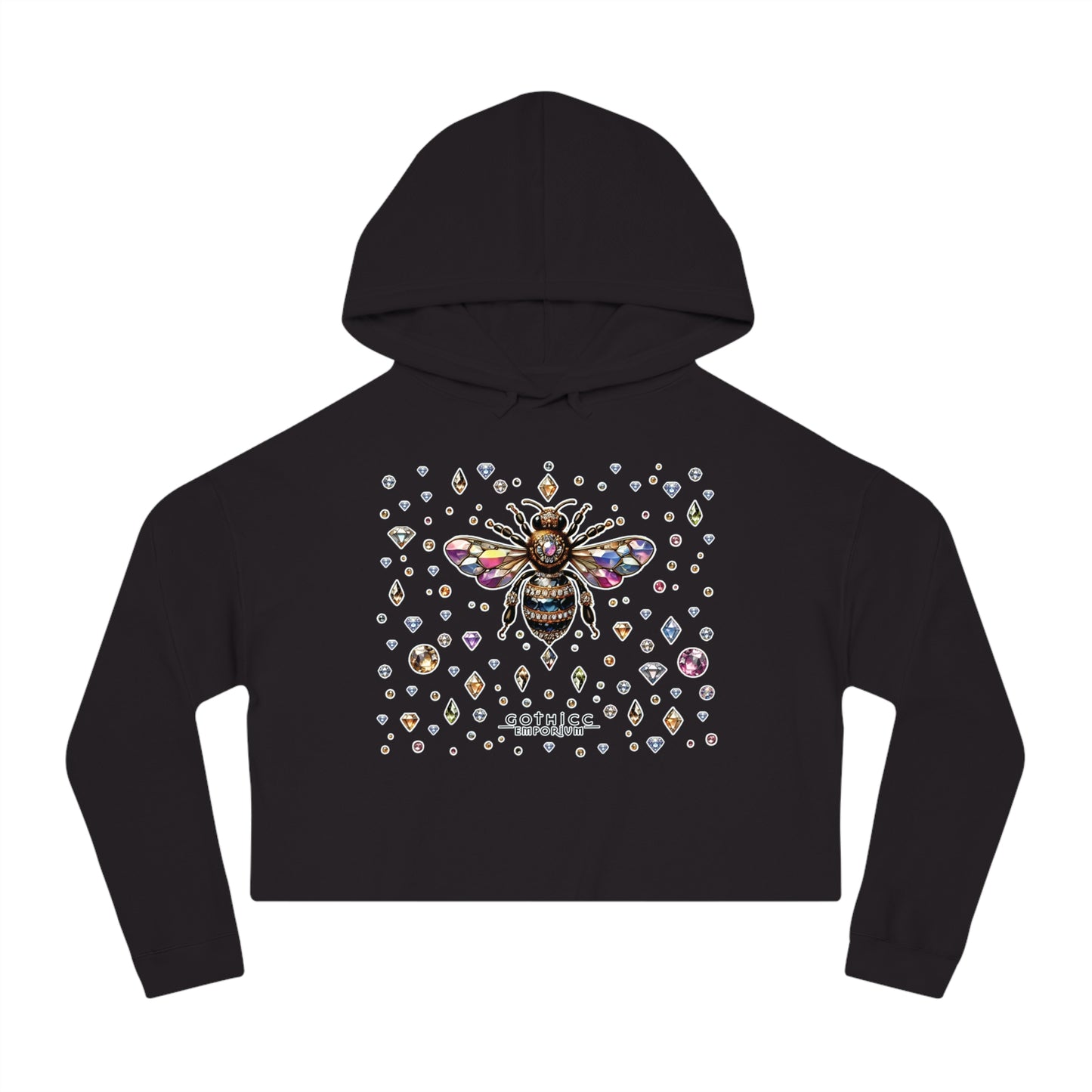 🐝“BEEJEWEL” Cropped Hooded Sweatshirt — sweet like nectar, stung with style 🖤💎