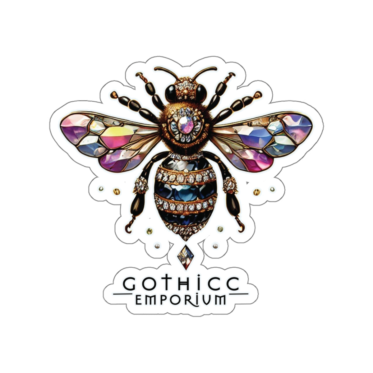 “BEEJEWEL” Die-Cut Vinyl Sticker — buzzing glam with a venomous vibe 🐝💎🖤✨