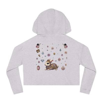 🐰“Jeweled Bunny” Cropped Hooded Sweatshirt — cute, cutthroat, and covered in crystals 🐰💎🖤✨
