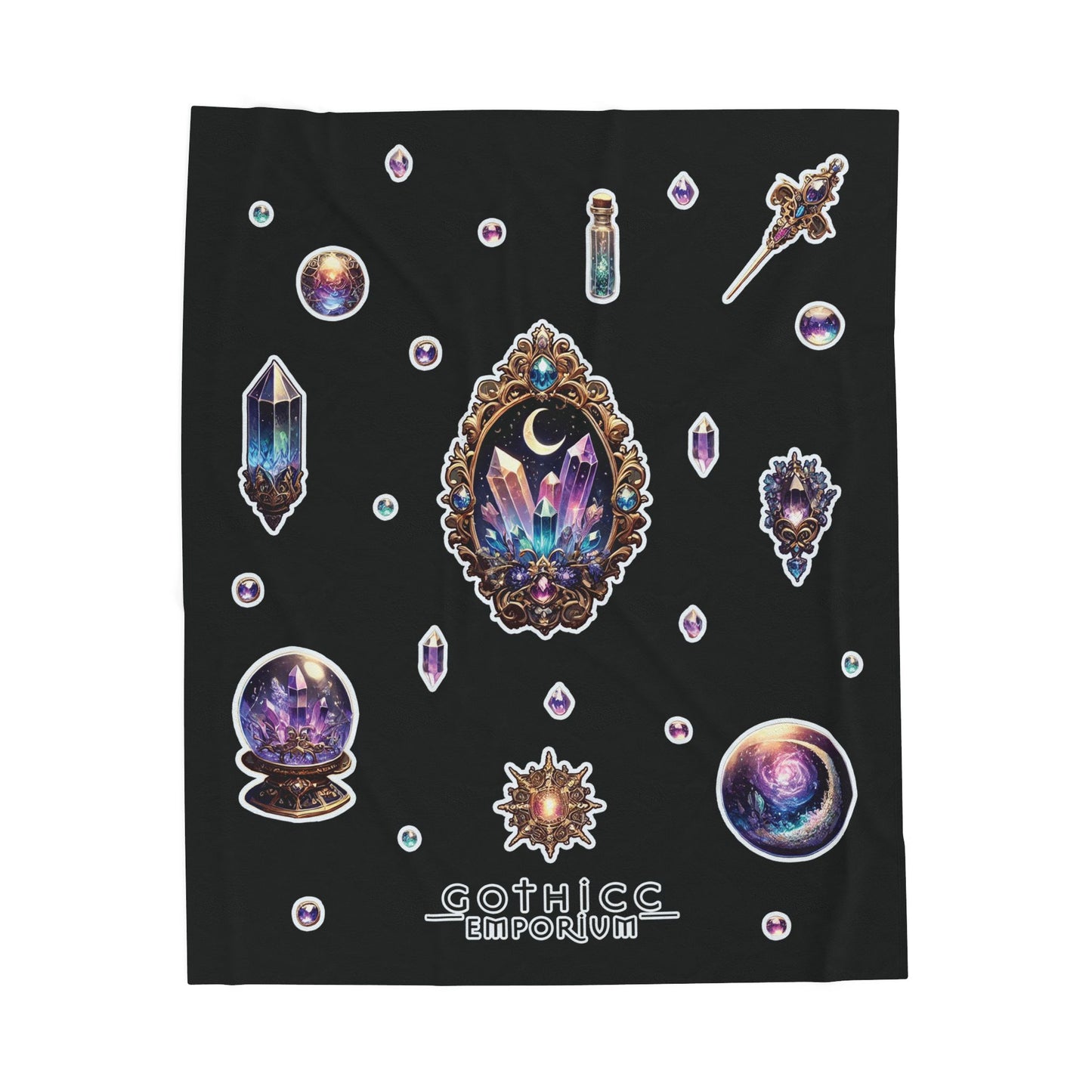 "Crystal Gem" Velveteen Plush Blanket in Black