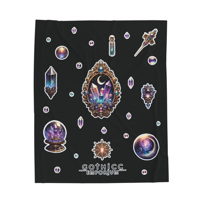"Crystal Gem" Velveteen Plush Blanket in Black